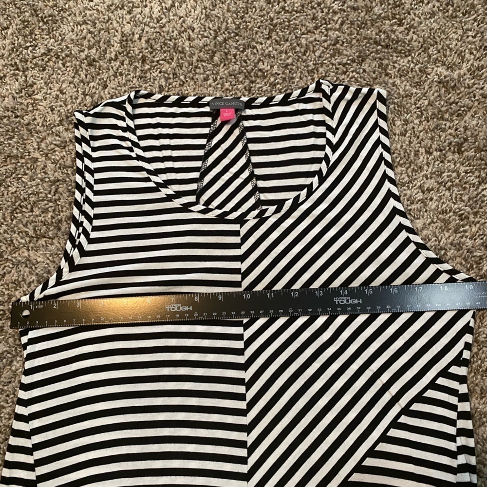 Vince Camuto Black and Blue Striped Dress Sz Large - Picture 7 of 10